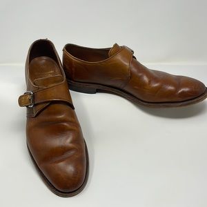 Size 10.5 MENS ALLEN EDMONDS BROWN LEATHER WARWICK DRESS SHOES.